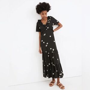Madewell size 12 black Maxi dress with daisies